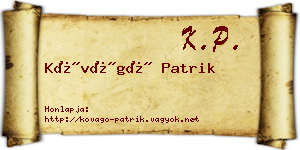 Kővágó Patrik névjegykártya